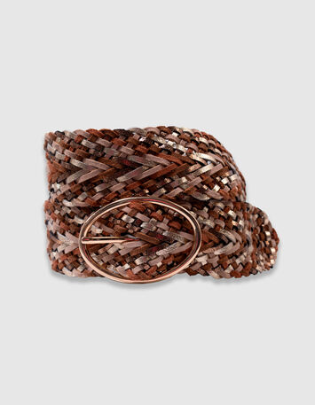 AYMIA - Ceinture dorée mix cuirs tressés certifiés -1 AYMIA - Ceinture dorée mix cuirs tressés certifiés -1