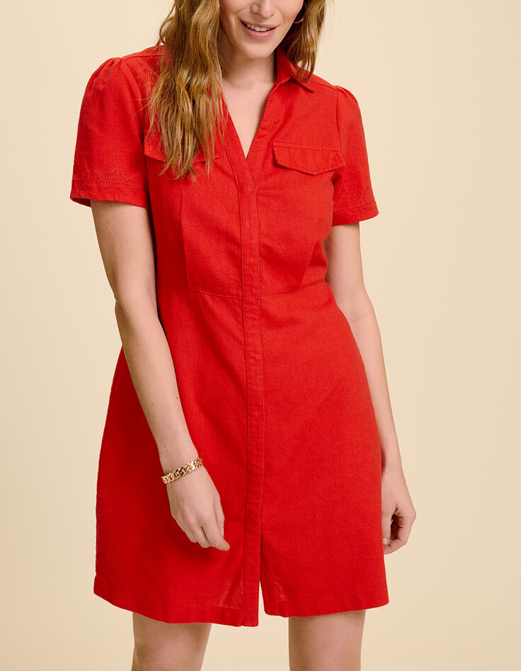 REEF - Robe cerise en coton lin-1