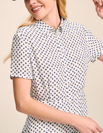 RISE - Robe chemise écrue à imprimé pois graphiques-4
