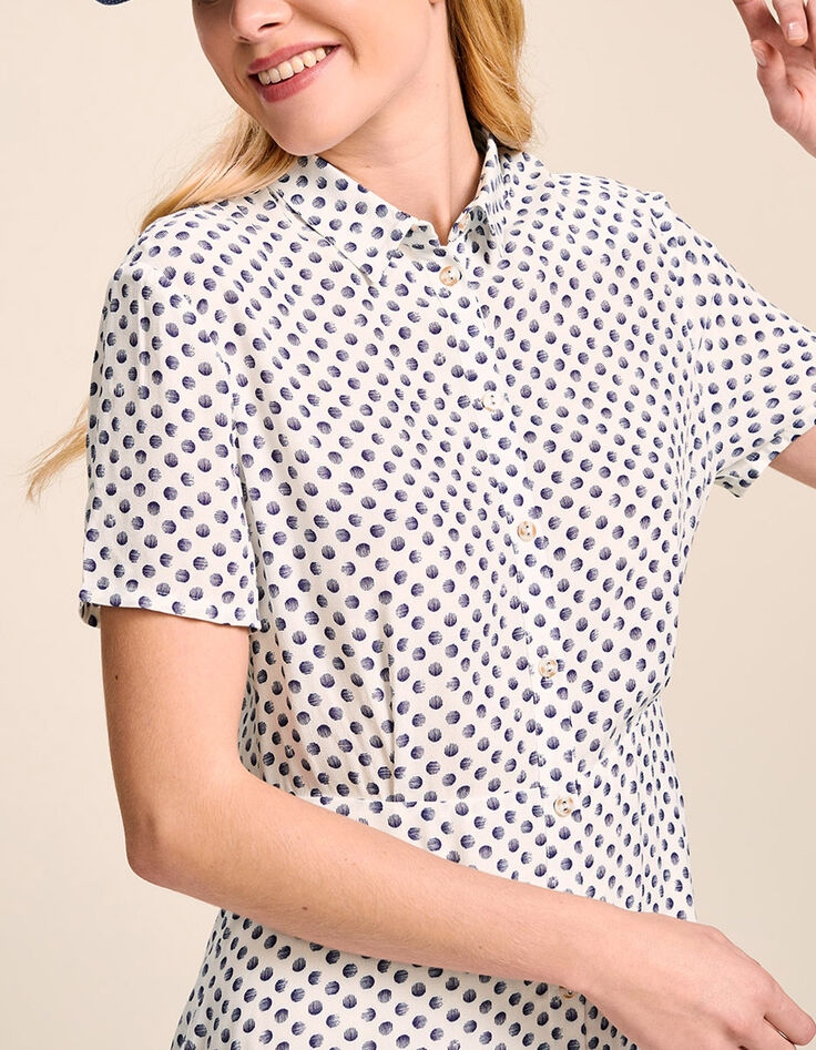 RISE - Robe chemise écrue à imprimé pois graphiques-4