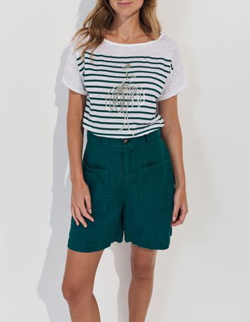 MOOVE - T-shirt blanc rayures et danseuse dor&eacute;e -1