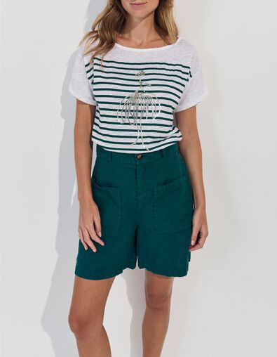 MOOVE - T-shirt blanc rayures et danseuse dor&eacute;e  - One Step