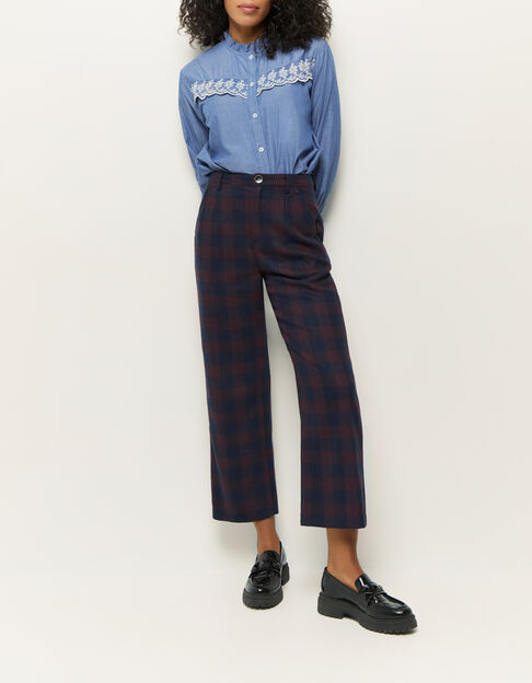 PATRIOTE - Pantalon de costume marine à motif tartan - One Step