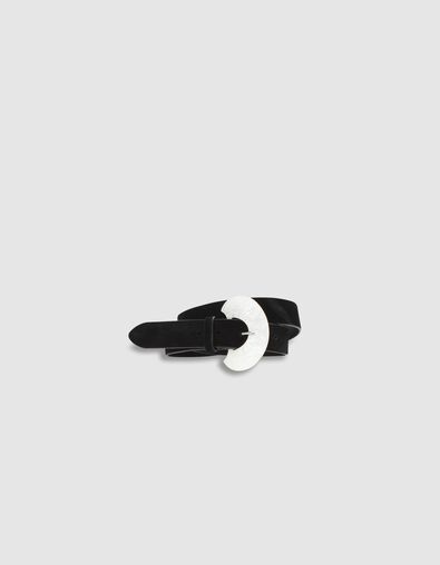 APIS - Ceinture noire en cuir velours - One Step