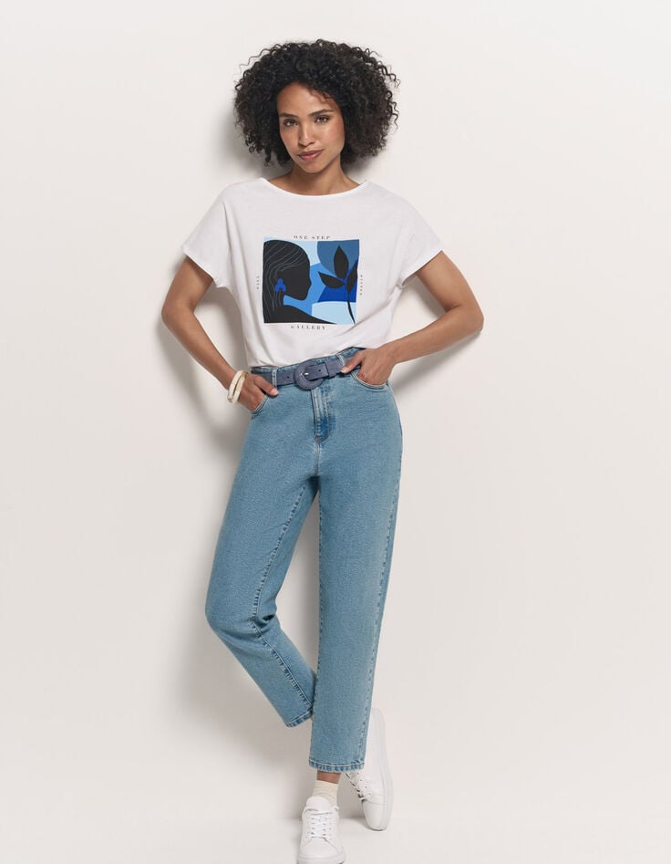 MAGICA - T-shirt écru coton bio danseuse bleue revisitée-7 MAGICA - T-shirt écru coton bio danseuse bleue revisitée-7