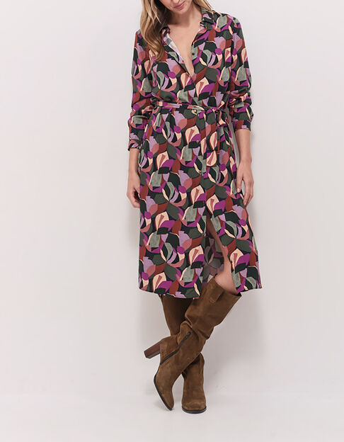 REGINA - Robe chemise midi sycamore à imprimé arty - One Step