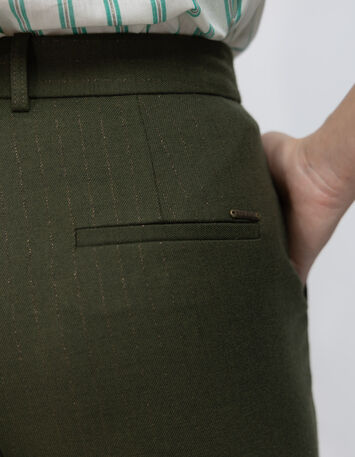 PICO - Pantalon de tailleur kaki rayures tennis lurex-4