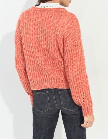 TIAGO - Pull orange tricot r&eacute;versible devant/dos -5