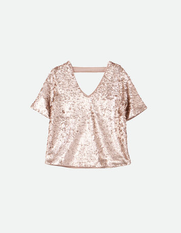 CHANA - Top platine brodé maxi sequins-1