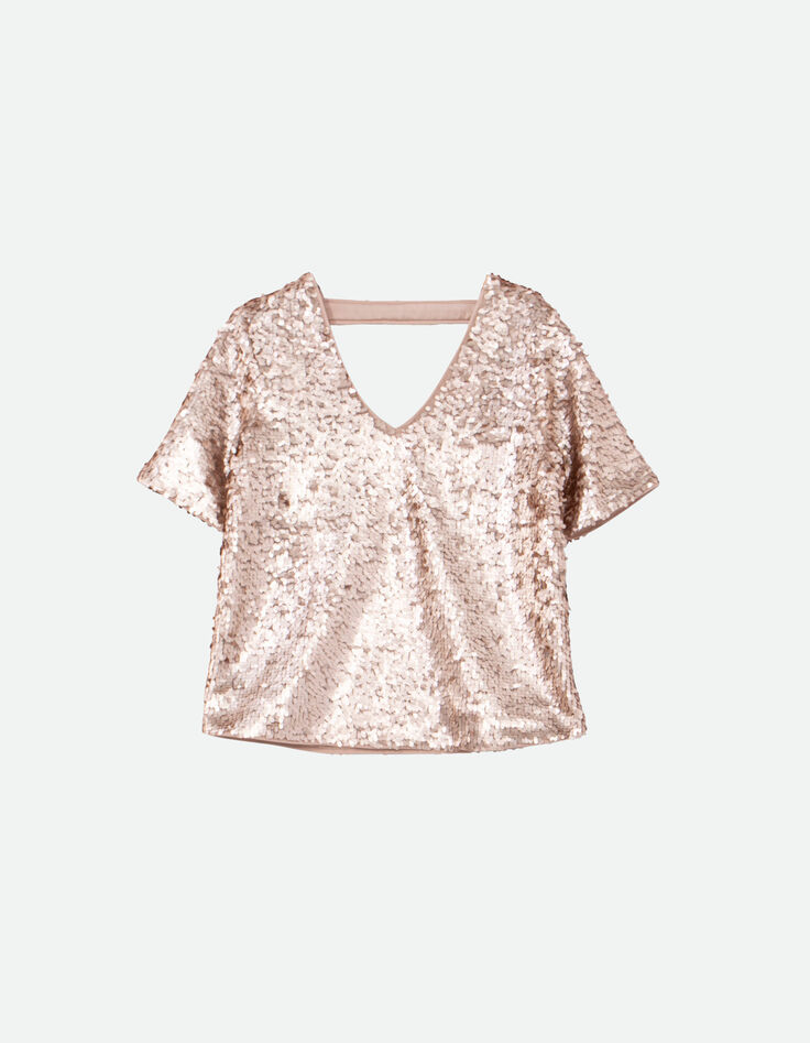 CHANA - Top platine brodé maxi sequins-1