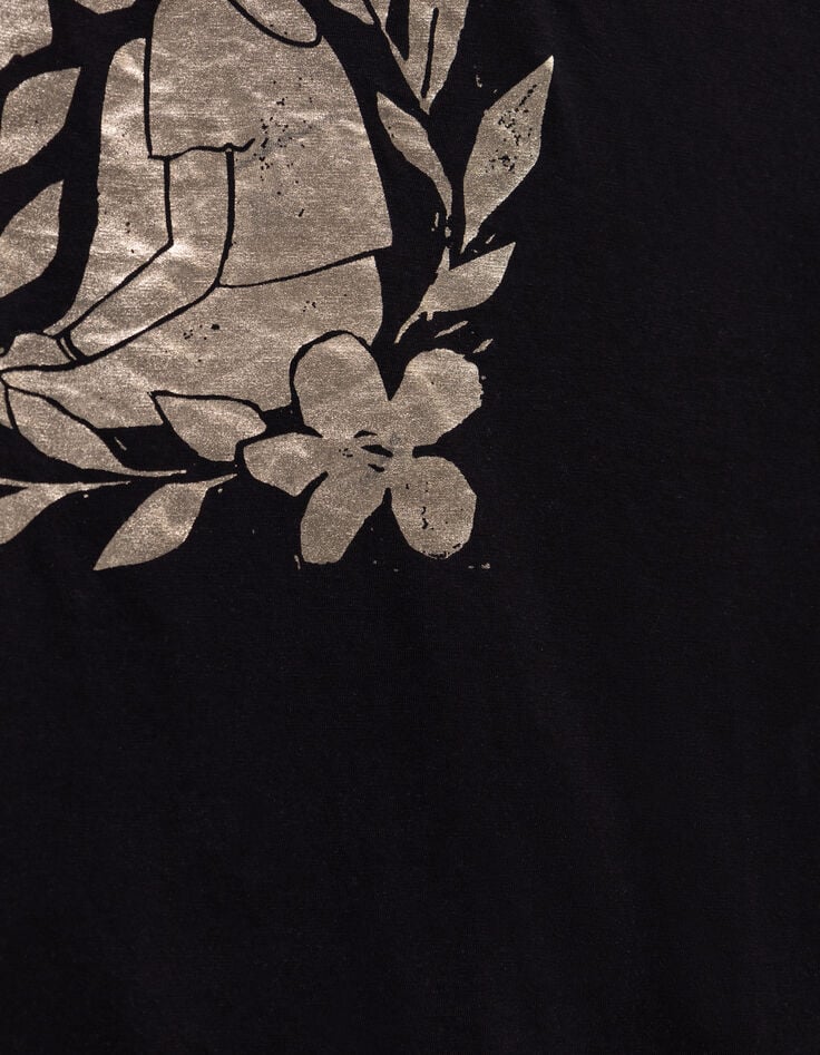MAGICA - T-shirt noir coton bio danseuse dorée revisitée-3 MAGICA - T-shirt noir coton bio danseuse dorée revisitée-3
