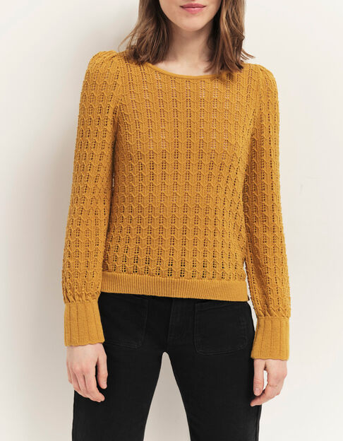 TESSA - Pull miel tricot fin ajouré - One Step