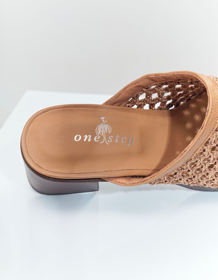 O.KOALA - Mules camel tressées à talon-3