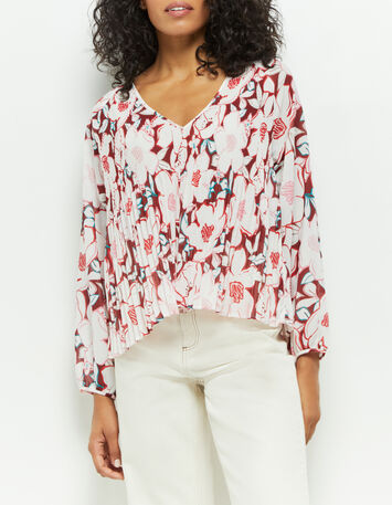 CASTILLA - Blouse écrue à imprimé camelia arty-1