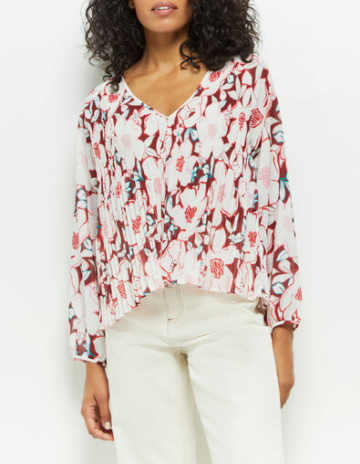 CASTILLA - Blouse écrue à imprimé camelia arty - One Step