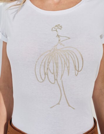 MADIE - T-shirt blanc coton bio danseuse doré -4