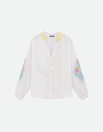 CORACAO - Chemise blanche broderies placées -6