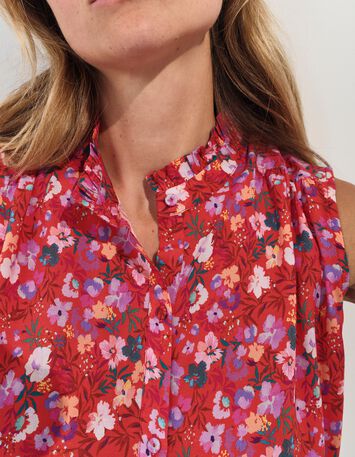 COLIBRI - Top rouge imprim&eacute; floral d'&eacute;t&eacute; -4