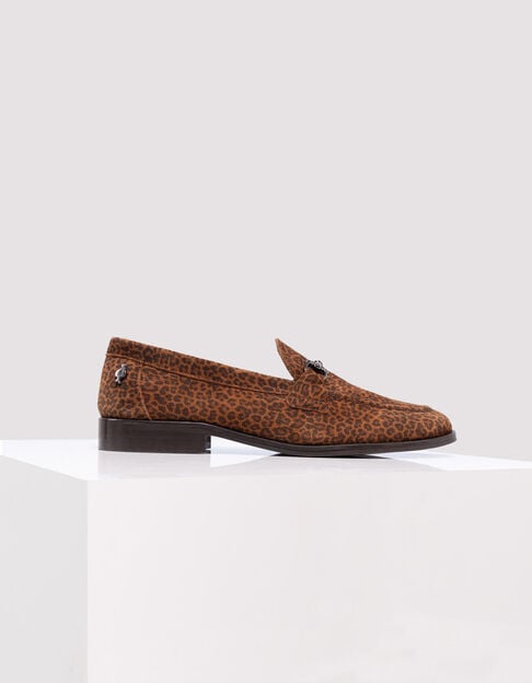 O.ELENA - Mocassins camel cuir velours motif léopard - One Step