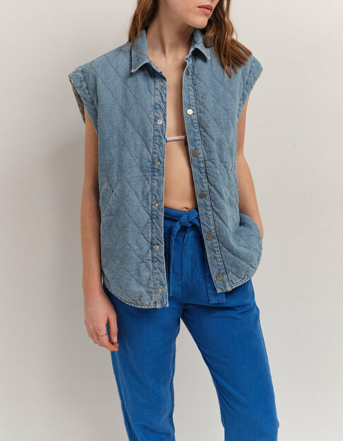 DRISS - Blouson en jean bleu sans manches - One Step