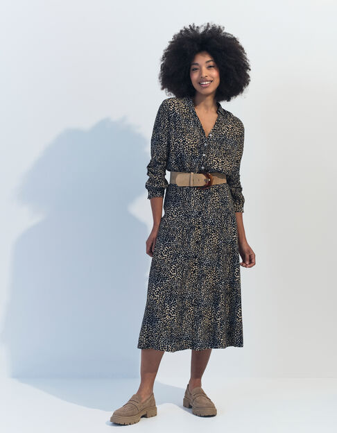 JOYAU - Jupe midi noire Lenzing Ecovero camouflage d'été - One Step