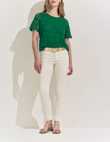 CARAIBES - Top vert dentelle esprit macram&eacute; -4