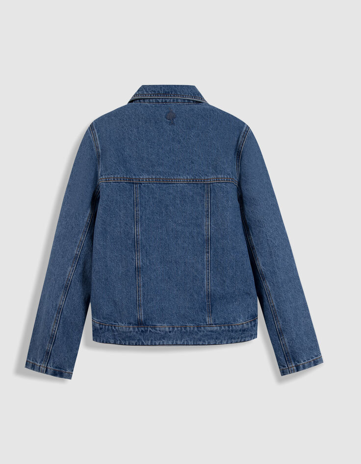 DELPHES - Blouson en jean bleu poches plaqu&eacute;es-3