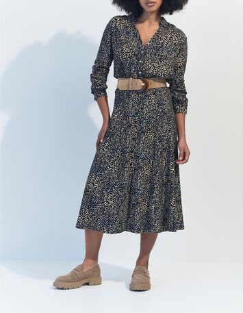 CROSS - Chemise noire Lenzing&trade; Ecovero&trade; camouflage d'&eacute;t&eacute;  -1
