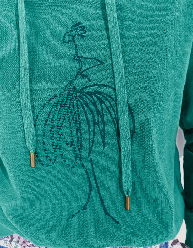 MANORI - Sweat vert coton bio visuel danseuse pailleté -4