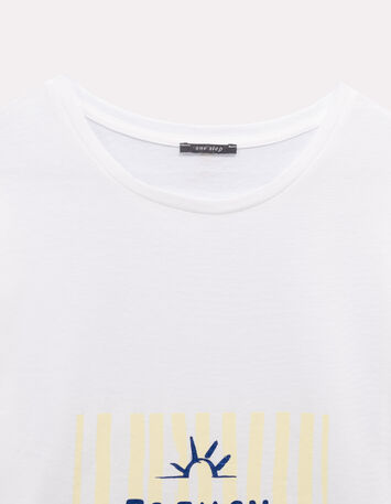 MARSEILLE - T-shirt blanc coton bio message m&eacute;tallis&eacute;-3