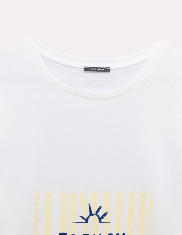 MARSEILLE - T-shirt blanc coton bio message m&eacute;tallis&eacute;-3