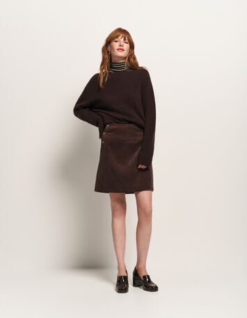 THELMA - Pull marron tricot moelleux-2