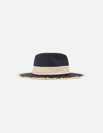 ANGELINA - Chapeau noir et beige tressé -1