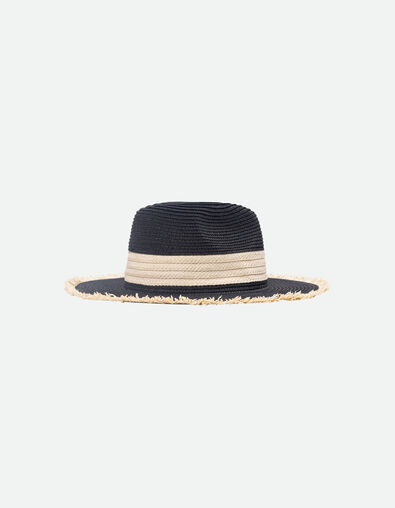 ANGELINA - Chapeau noir et beige tressé  - One Step