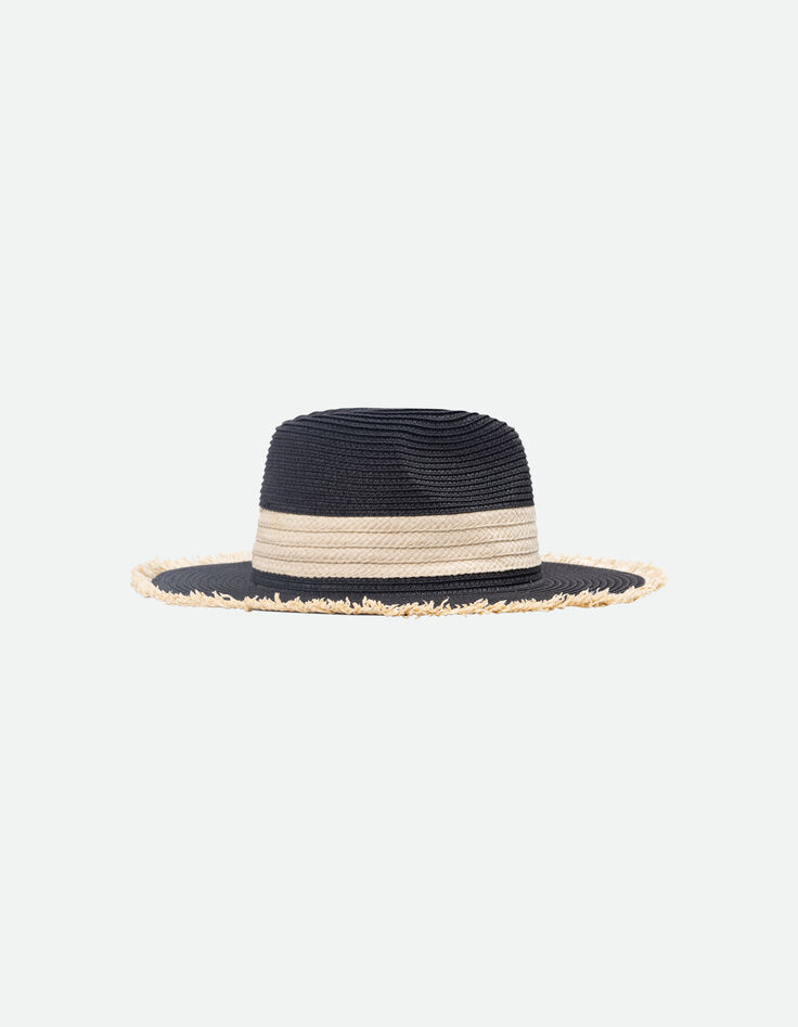 ANGELINA - Chapeau noir et beige tressé -1