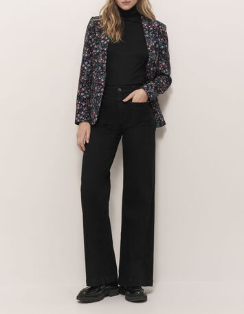 VEZELY - Veste de costume noire &agrave; imprim&eacute; jardin nocturne-2