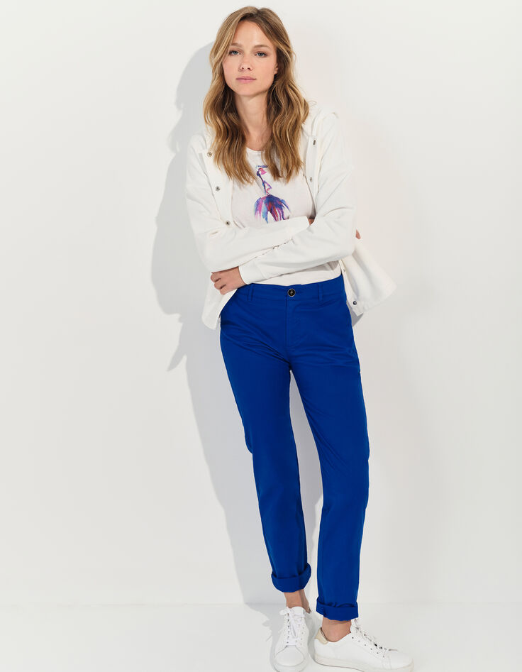 LE EDEN - Pantalon chino bleu surteint -1
