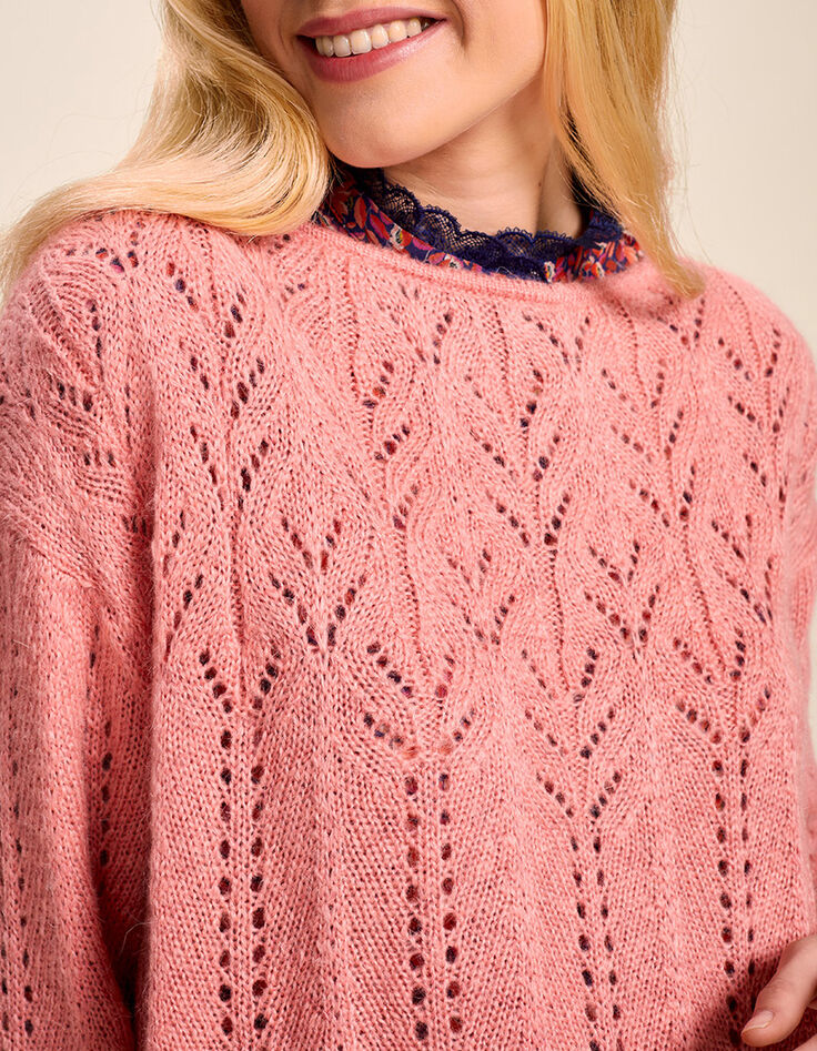 TRENT - Pull melba en tricot ajouré fantaisie-4