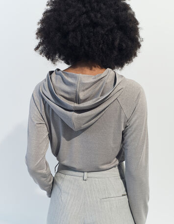 MARA - T-shirt argent à capuche maille irisée -2