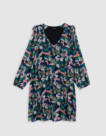 RHINA - Robe indigo à imprimé camouflage-1
