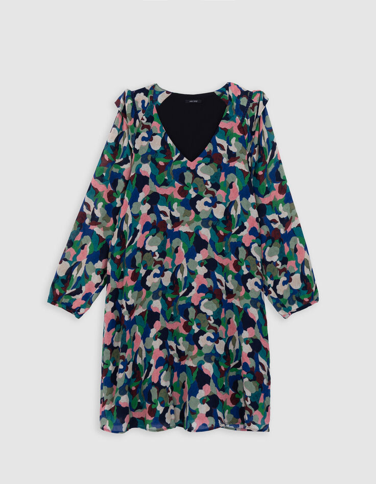 RHINA - Robe indigo à imprimé camouflage-1