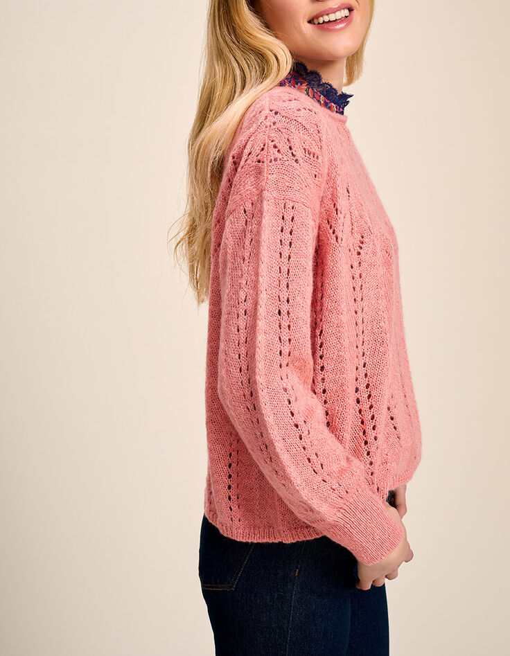 TRENT - Pull melba en tricot ajouré fantaisie-2