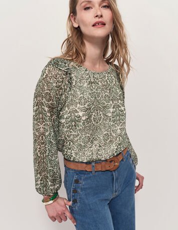 CAMPBELL - Blouse écrue imprimé romance baroque-2