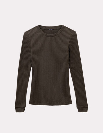 MALENE - T-shirt kaki maille côtelée lurex-4