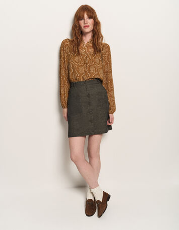 JACINTA - Jupe de costume grise faux-uni boutonnée-5