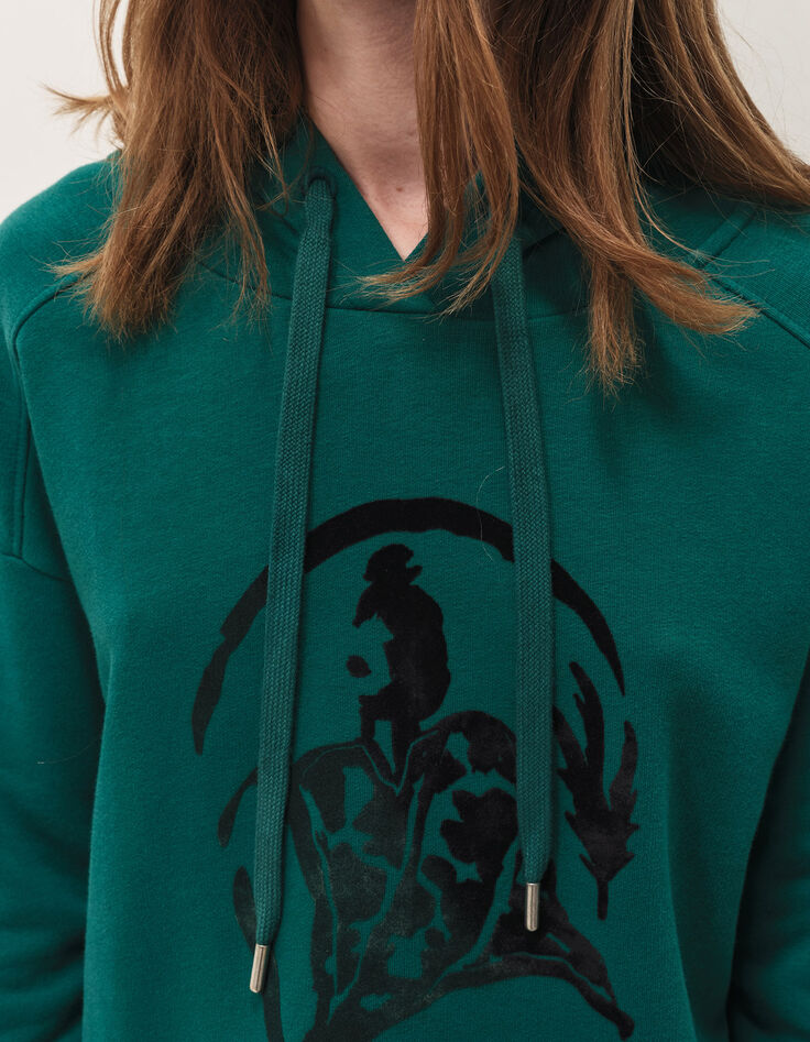 MAORI - Sweat &agrave; capuche evergreen molleton visuel danseuse-4