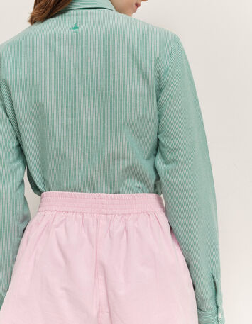 CHAYA - Chemise green grass &agrave; motif fines rayures-3