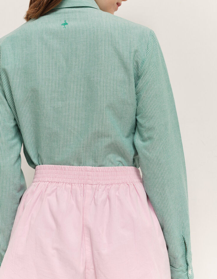CHAYA - Chemise green grass &agrave; motif fines rayures-3