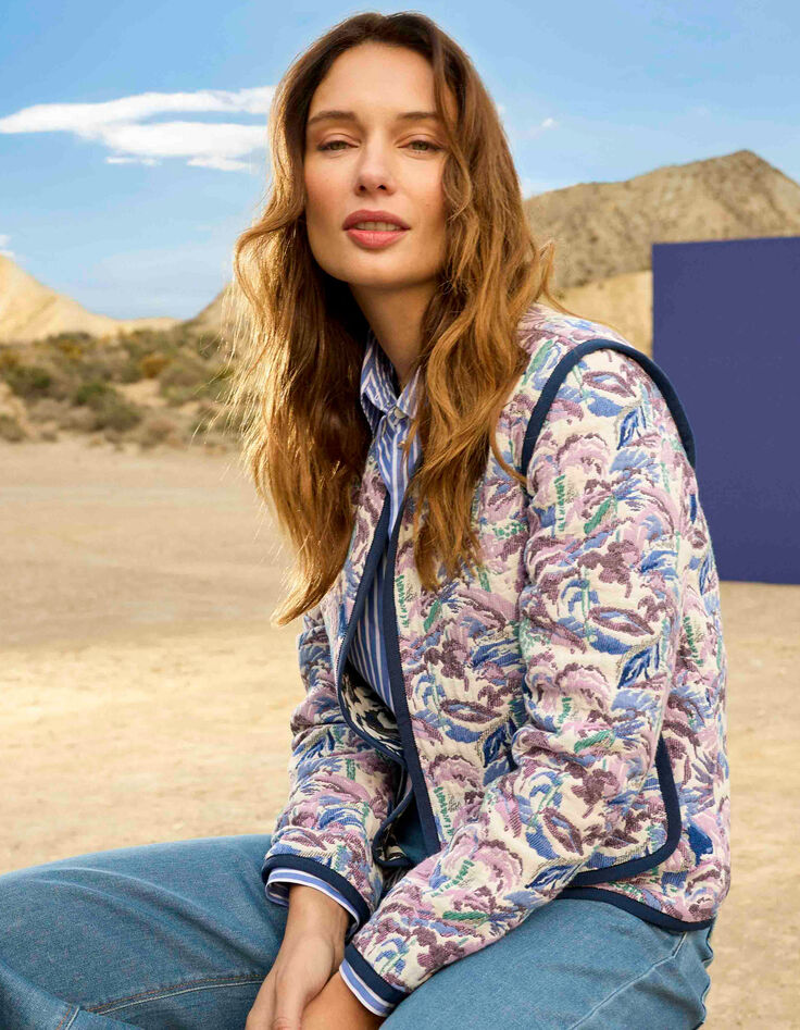 DORES - Blouson réversible écrue jacquard motif écume-8