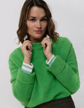 THELMA - Pull vert tricot moelleux-1
